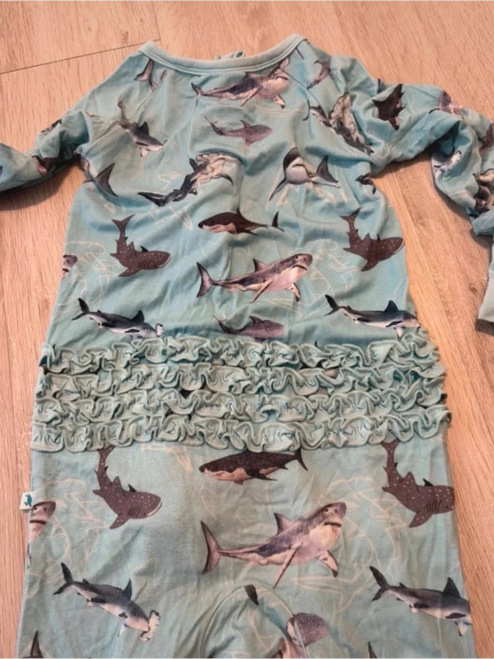 Bamboo Kids Light Blue Shark-Print Footie Pajamas
